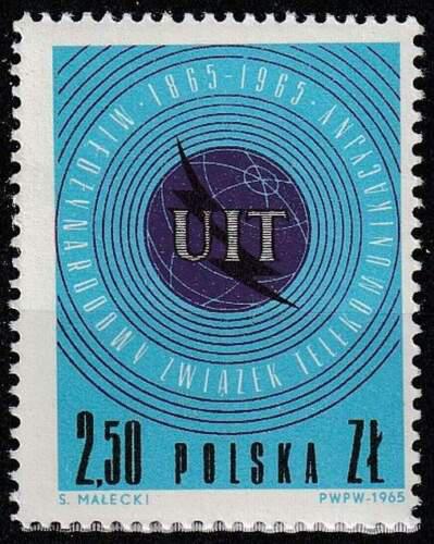 Poštová známka Po¾sko 1965 ITU, 100. výroèie Mi# 1584