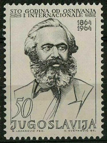 Poštová známka Juhoslávia 1964 Karel Marx Mi# 1092