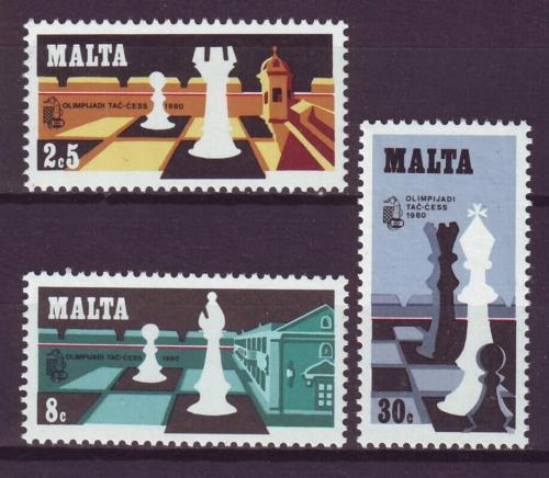 Poštové známky Malta 1980 Šach Mi# 621-23