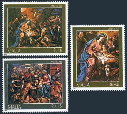 Poštovní známky Malta 1986 Vánoce, umìní, Giuseppe D'Arena Mi# 755-57 Kat 7€