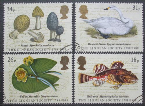 Potov znmky Vek Britnia 1988 Linnaeus Society, 200. vroie Mi# 1131-34 - zvi obrzok