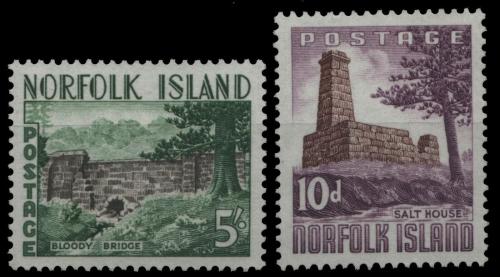 Poštové známky Norfolk 1961 Stavby Mi# 42-43 Kat 11€