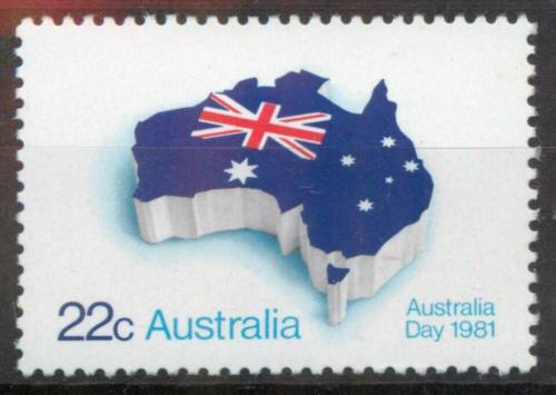 Poštová známka Austrália 1981 Mapa a vlajka Mi# 740
