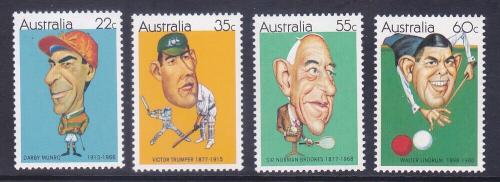Poštové známky Austrália 1981 Karikatury sportovcù Mi# 741-44