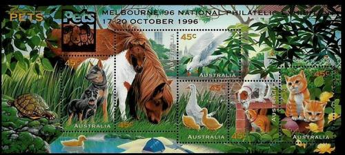 Poštové známky Austrália 1996 Domácí zvíøata Mi# Block 23 III