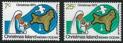Poštové známky Vianoèný ostrov 1973 Vianoce Mi# 59-60 Kat 5€