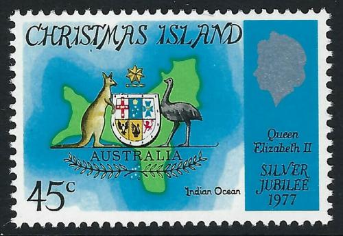 Poštová známka Vianoèný ostrov 1977 Mapa a znak Mi# 85