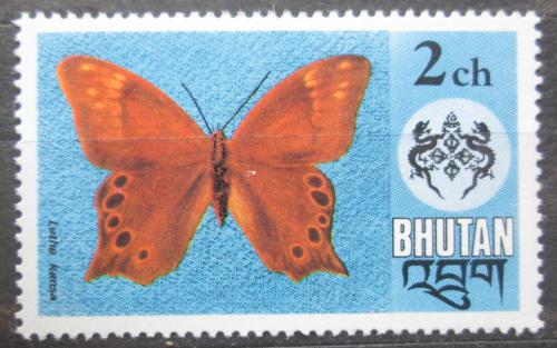 Poštová známka Bhútán 1975 Lesník bambusu, motýl Mi# 607