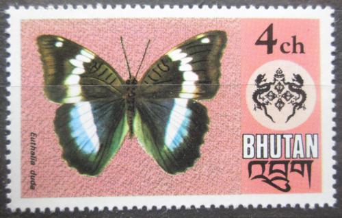 Poštová známka Bhútán 1975 Modrá vévodkynì, motýl Mi# 609