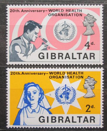 Poštové známky Gibraltár 1968 WHO, 20. výroèie Mi# 215-16