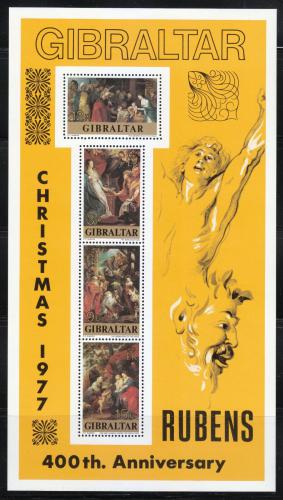 Poštové známky Gibraltár 1977 Vianoce, umenie, Rubens Mi# Block 4