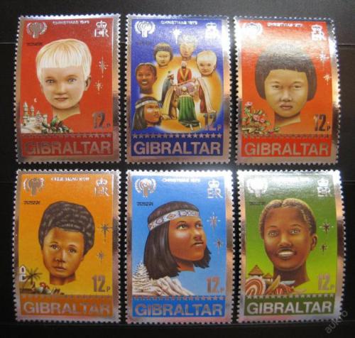 Poštové známky Gibraltár 1979 Vianoce, Medzinárodný rok dìtí Mi# 395-400