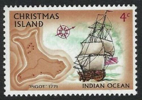 Poštová známka Vianoèný ostrov 1973 Plachetnice Pigot Mi# 42