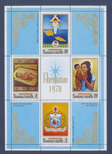 Poštové známky Samoa 1970 Vianoce, umenie Mi# Block 2