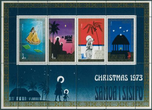 Poštové známky Samoa 1973 Vianoce, umenie Mi# Block 5