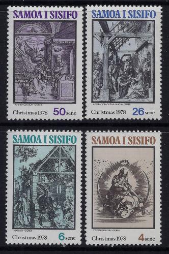 Poštové známky Samoa 1978 Vianoce, umenie, Dürer Mi# 395-98