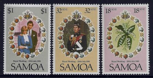 Poštové známky Samoa 1981 Krá¾ovská svadba Mi# 461-63