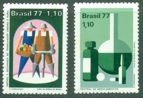 Potov znmky Brazlie 1977 Sociln pomoc Mi# 1590-91
