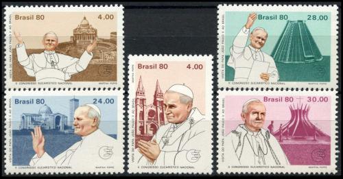 Poštové známky Brazílie 1980 Papež Jan Pavel II. Mi# Mi# 1771-75 Kat 7€