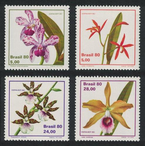 Poštové známky Brazílie 1980 Orchideje Mi# Mi# 1785-88