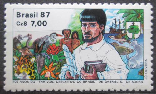 Poštová známka Brazílie 1987 Gabriel Soares de Sousa, spisovatel Mi# 2241