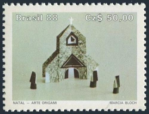 Poštová známka Brazílie 1988 Vianoce, kostol Mi# 2271