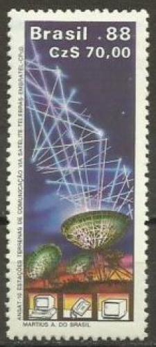 Poštová známka Brazílie 1988 Pozemní stanice ANSAT 10 Mi# 2285