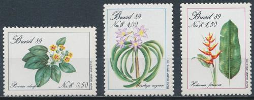 Poštové známky Brazílie 1989 Kvety Mi# 2299-2301 Kat 7€