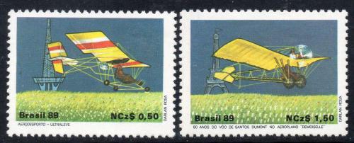 Poštové známky Brazílie 1989 Lietadla Mi# 2310-11 Kat 3.50€