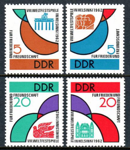 Poštové známky DDR 1962 Festival mládeže Mi# 901-04 Kat 10€