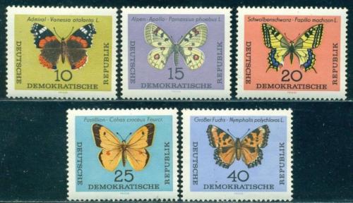 Poštové známky DDR 1964 Motýle Mi# 1004-08