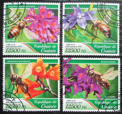 Poštové známky Guinea 2017 Orchideje a vèely Mi# 12540-43 Kat 20€