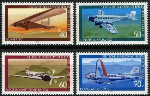 Poštové známky Západný Berlín 1979 Lietadla Mi# 592-95 Kat 6€