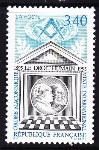 Poštová známka Francúzsko 1993 Le Droit Humain, 100. výroèie Mi# 2942