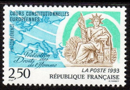 Poštová známka Francúzsko 1993 Státní peèe� a mapa Evropy Mi# 2954