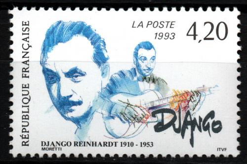 Poštová známka Francúzsko 1993 Django Reinhardt, jazzman Mi# 2955