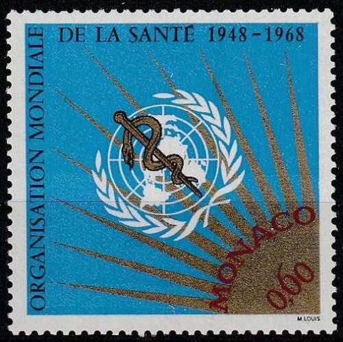 Poštová známka Monako 1968 WHO, 20. výroèie Mi# 913