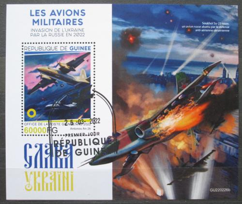 Poštová známka Guinea 2022 Vojna na Ukrajinì, bojová letadla Mi# N/N