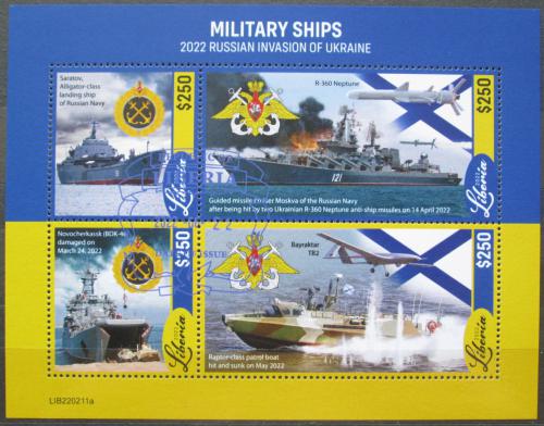 Poštové známky Libéria 2022 Vojna na Ukrajinì, váleèné loïstvo Mi# N/N