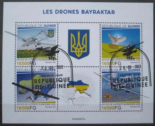 Poštové známky Guinea 2022 Vojna na Ukrajinì, drony Bayraktar Mi# N/N