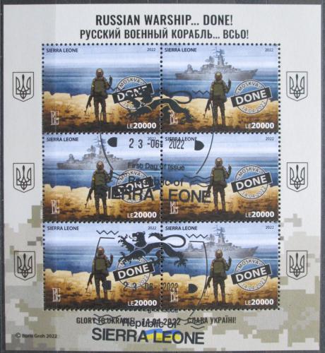 Poštové známky Sierra Leone 2022 Vojna na Ukrajinì, váleèné loïstvo Mi# N/N