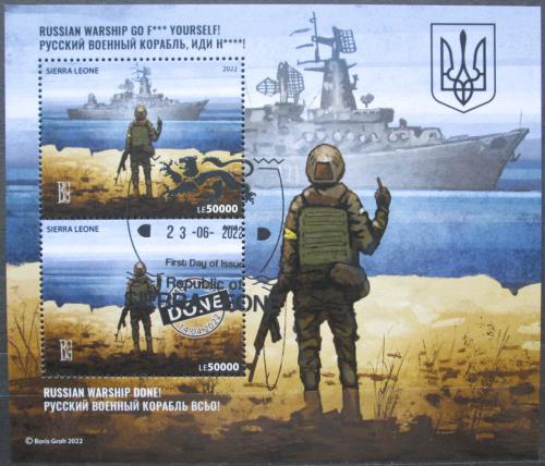 Poštová známka Sierra Leone 2022 Vojna na Ukrajinì, váleèné loïstvo Mi# N/N