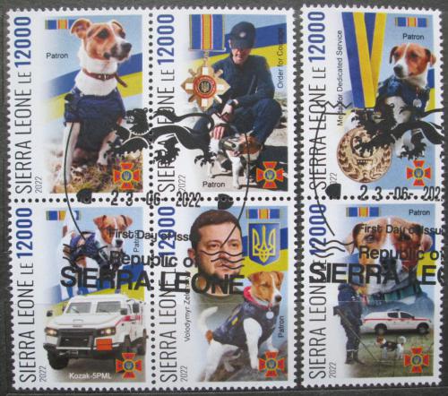 Poštové známky Sierra Leone 2022 Vojna na Ukrajinì, psi - hledaèi min Mi# N/N