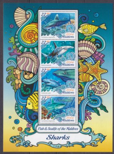 Poštové známky Maldivy 2016 Žraloky Mi# 6638-41 Kat 11€