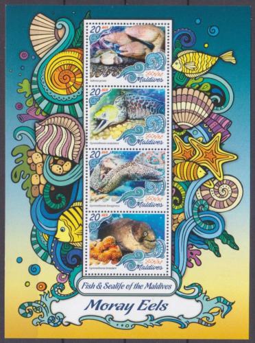 Poštové známky Maldivy 2016 Murény Mi# 6658-61 Kat 10€
