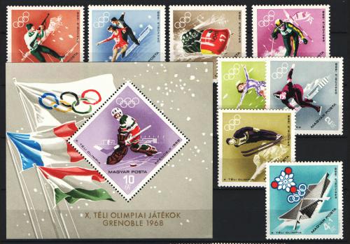 Poštové známky Maïarsko 1968 ZOH Grenoble Mi# 2379-86 + Block 62