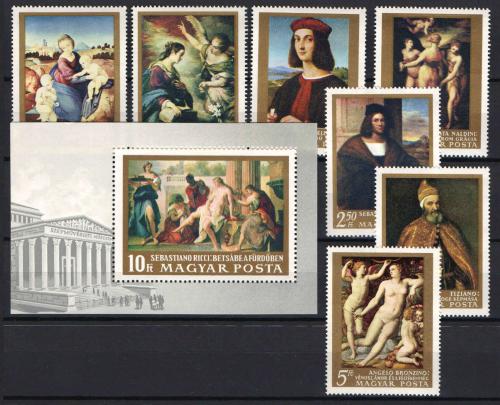 Poštové známky Maïarsko 1968 Umenie Mi# 2465-71 + Block 67 
