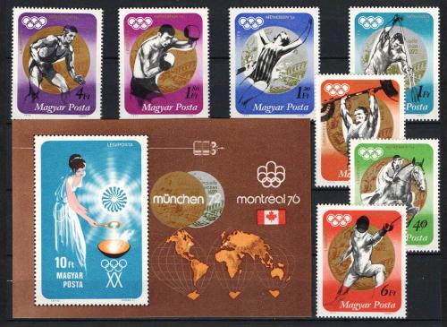 Poštové známky Maïarsko 1973 LOH Mnichov Mi# 2847-53 + Block 96