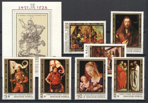 Poštové známky Maïarsko 1979 Umenie, Dürer Mi# 3326-32 + Block 136