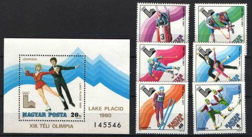 Poštové známky Maïarsko 1979 ZOH Lake Placid Mi# 3390-95 + Block 140